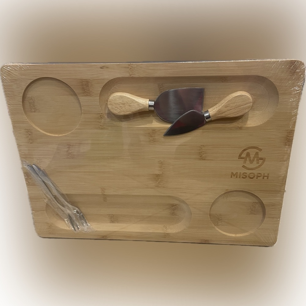 Bamboo Cheese Board with Knives